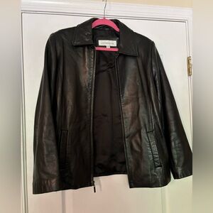 Liz Claiborne Black Leather Jacket, size medium